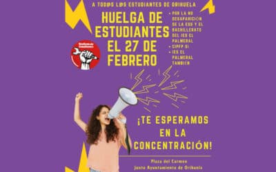 27F: Huelga estudiantil en Orihuela contra la eliminación de ESO y Bachillerato en el IES El Palmeral